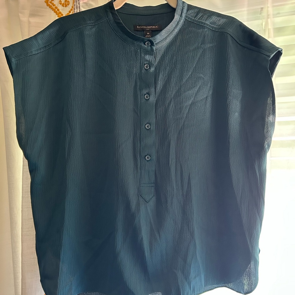 Banana Republic Dark Teal Textured Blouse